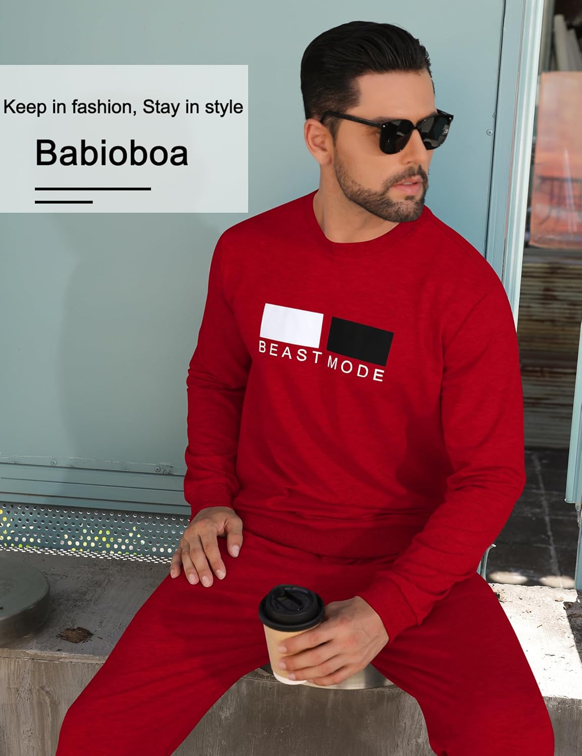 Babioboa Men's 2 Piece Outfits Long Sleeve Pullover Sweatshirt Tracksuit Jogger Sweatpants Sweatsuit Set - Image 3