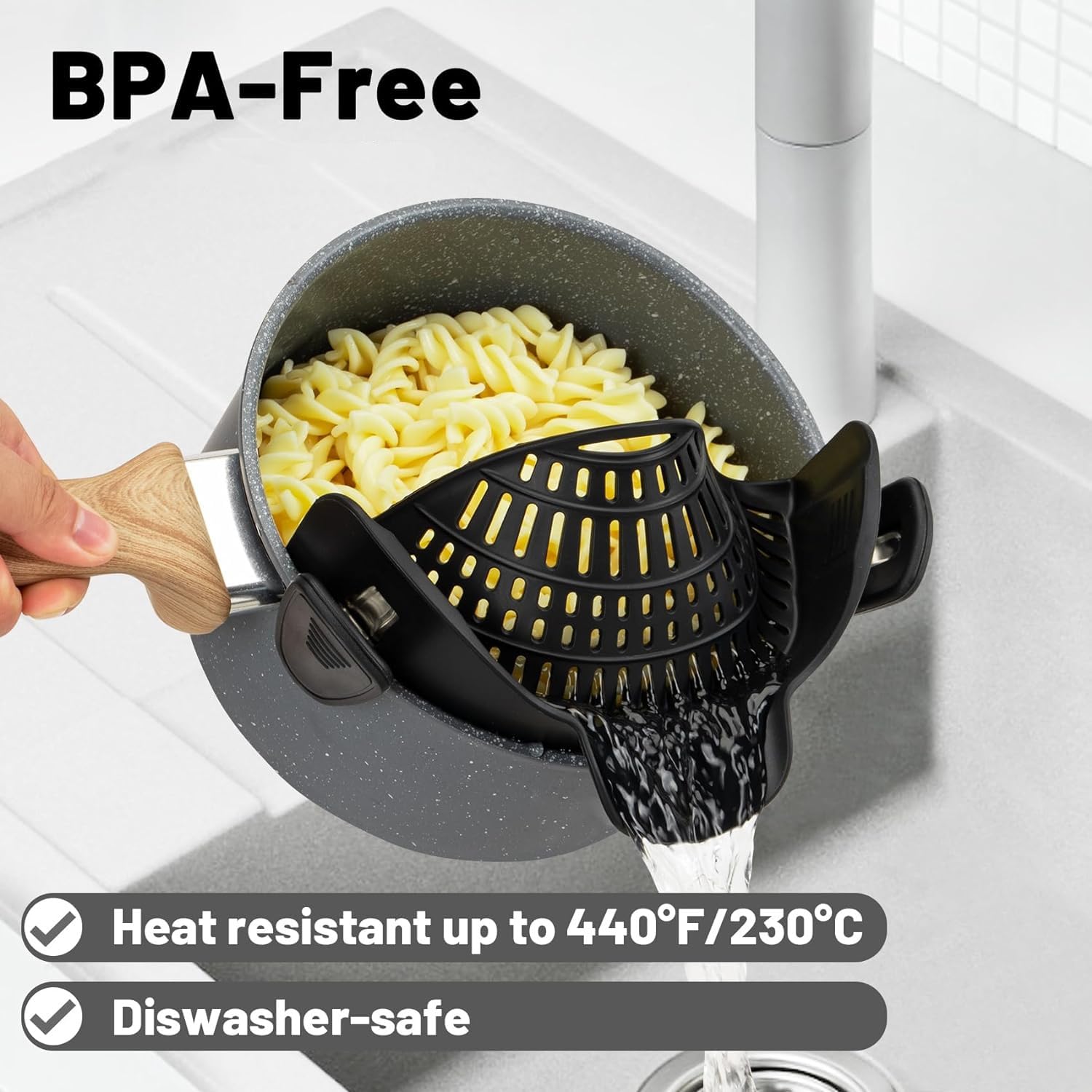 Scolapasta In Silicone Pieghevole 26cm - Colino Multiuso Per Pasta, Verdure E Cottura A Vapore - Foto 8