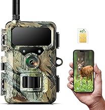 VOOPEAK Hunting Camera 4G, 1080P HD 32MP Hunting Camera with SIM Card and App, Connected Hunting Camera Night Infrared Telephone 2pcs 850nm LEDs Movement Detector IP66 Waterproof