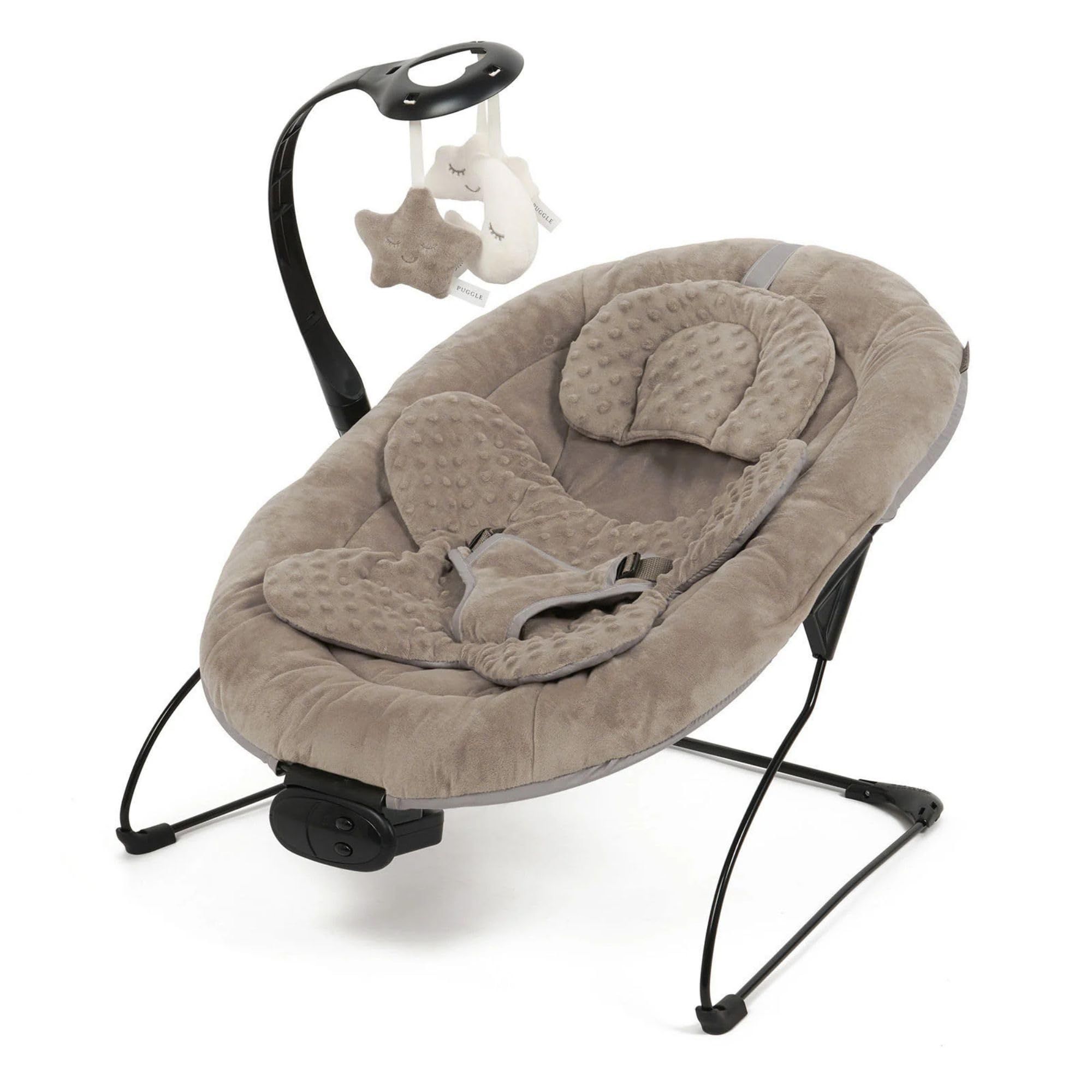 Puggle Comfy Snug Plush Music & Vibration Baby Bouncer (Truffle)