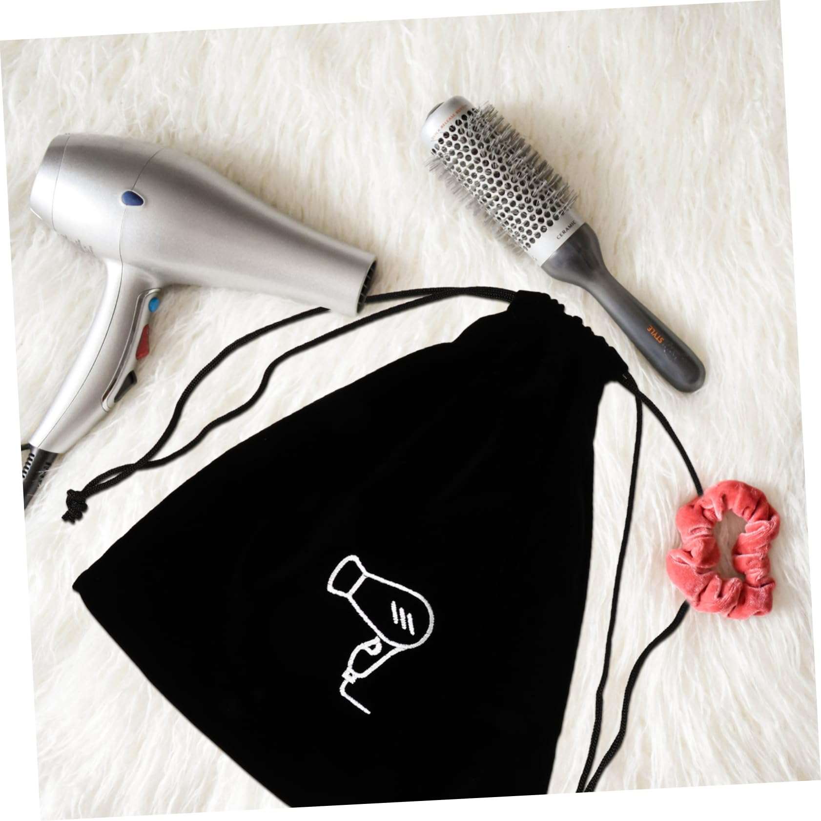 DOITOOL 15piezas Bolsa De Almacenamiento De Drawstring Para Secador De Pelo y Joyas De Flanel Para y Organizador Multiusos Negro