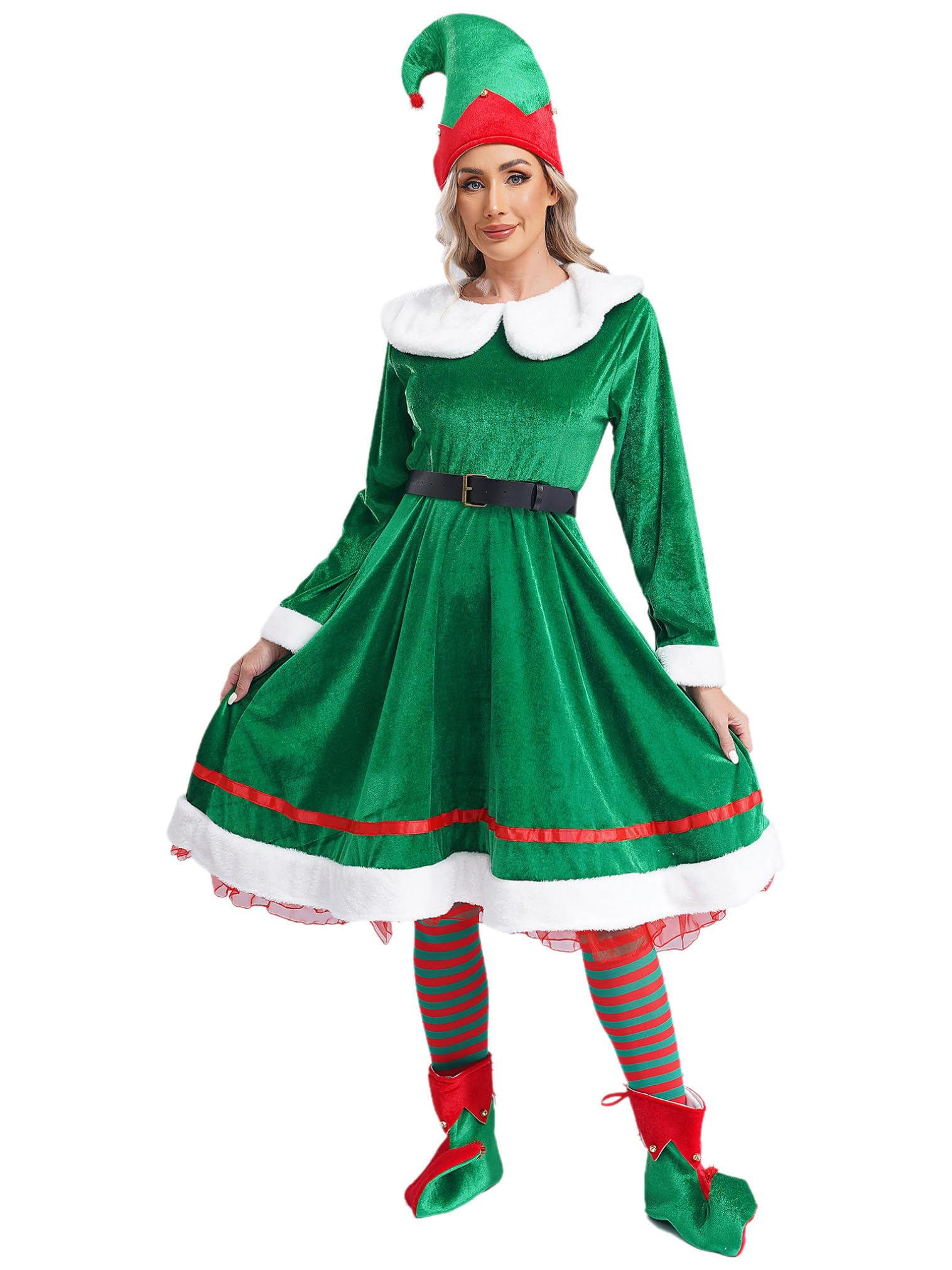 Kerstkleding Dames - Kerst Cosplay Vrouw - Kerstjurk - Kerstjurk Dames Rood - Kerstelf Kostuum, Kerstwicht Kostuum, Elfen Kostuum Kerstkostuum Voor Carnaval, rood, XXL