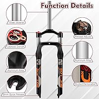 Vista 4 de BUCKLOS 26 x 4.0 pulgadas Fat Tire MTB Horquilla de suspensión, 3.937 in cubo de espaciado de viaje 5.315 in 1 1/8 tubo recto Bloqueo manual 0.354