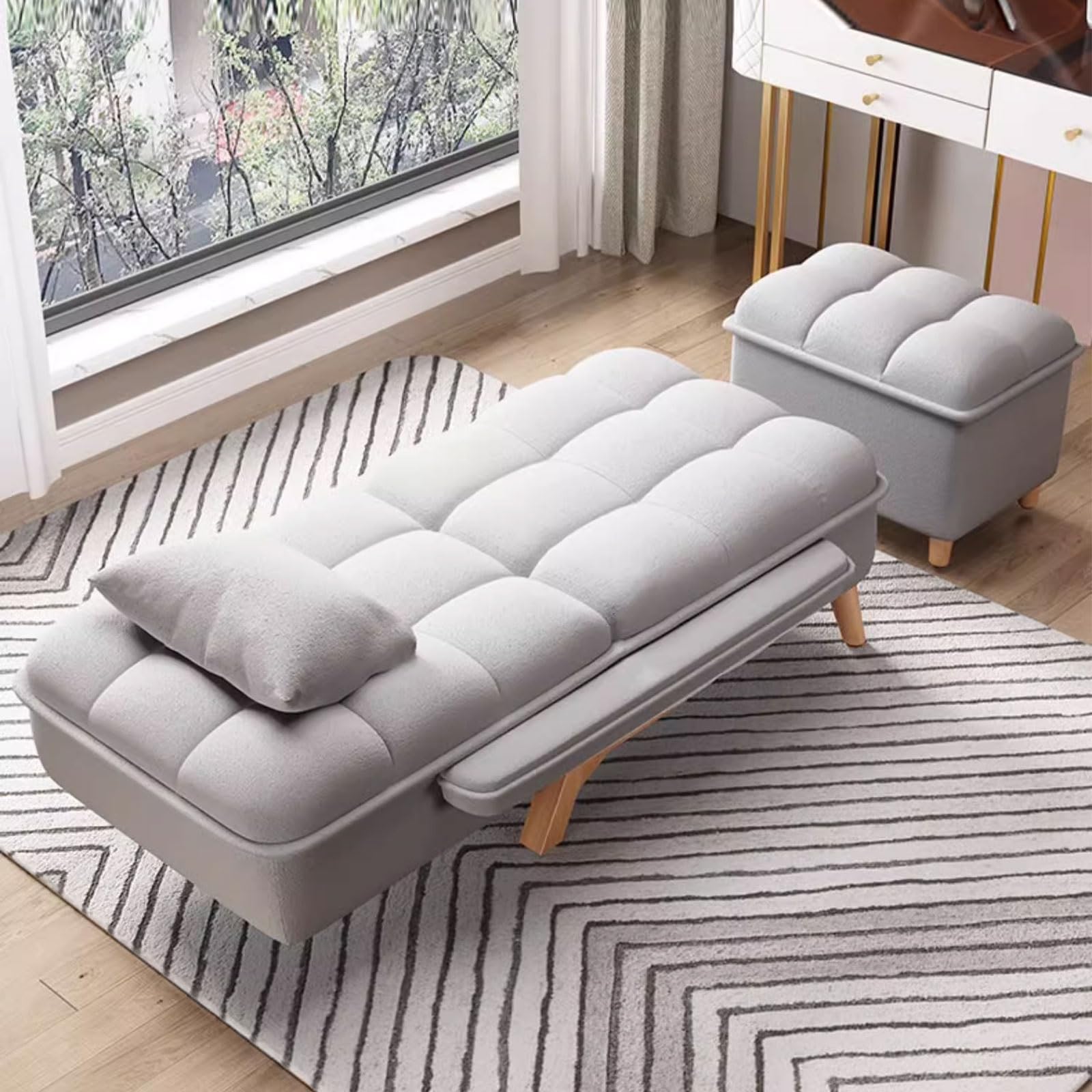 Relaxsessel mit Liegefunktion Sessel mit Hocker Praktische Aufbewahrung an der Seite for Wohnzimmer, Schlafzimmer, Büro (Color : C)