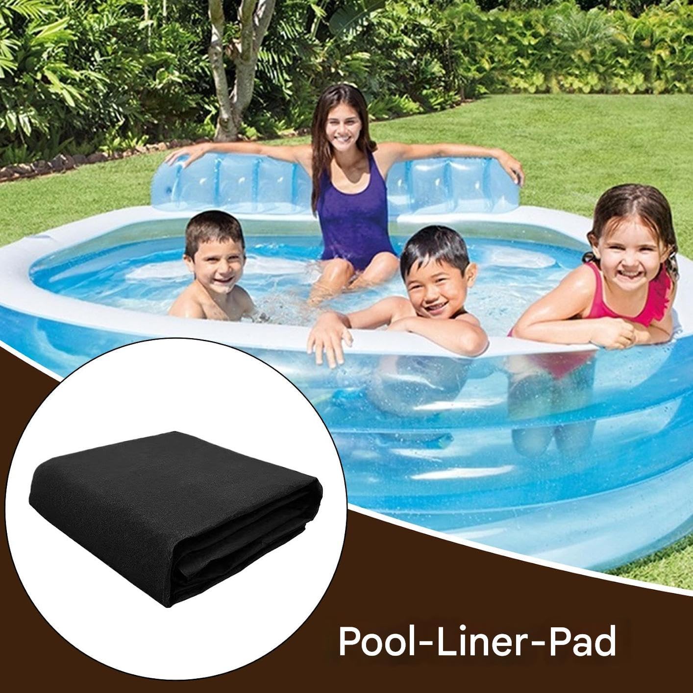 Tappetino Sotto Rivestimento Piscina Telone di ricambio base piscina | Tappeto Rotondo Resistente Per Rivestimento Piscina Per e Decking, Previene le Forature, Fondo per Ambienti Esterni,