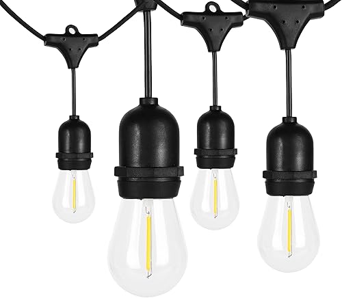 Miniatura 2 de LOKATSE HOME Tira de luces para exteriores de 54 pies, 15+1 bombilla S14 inastillable, LED, Edison, estilo vintage, certificación UL, conectable,