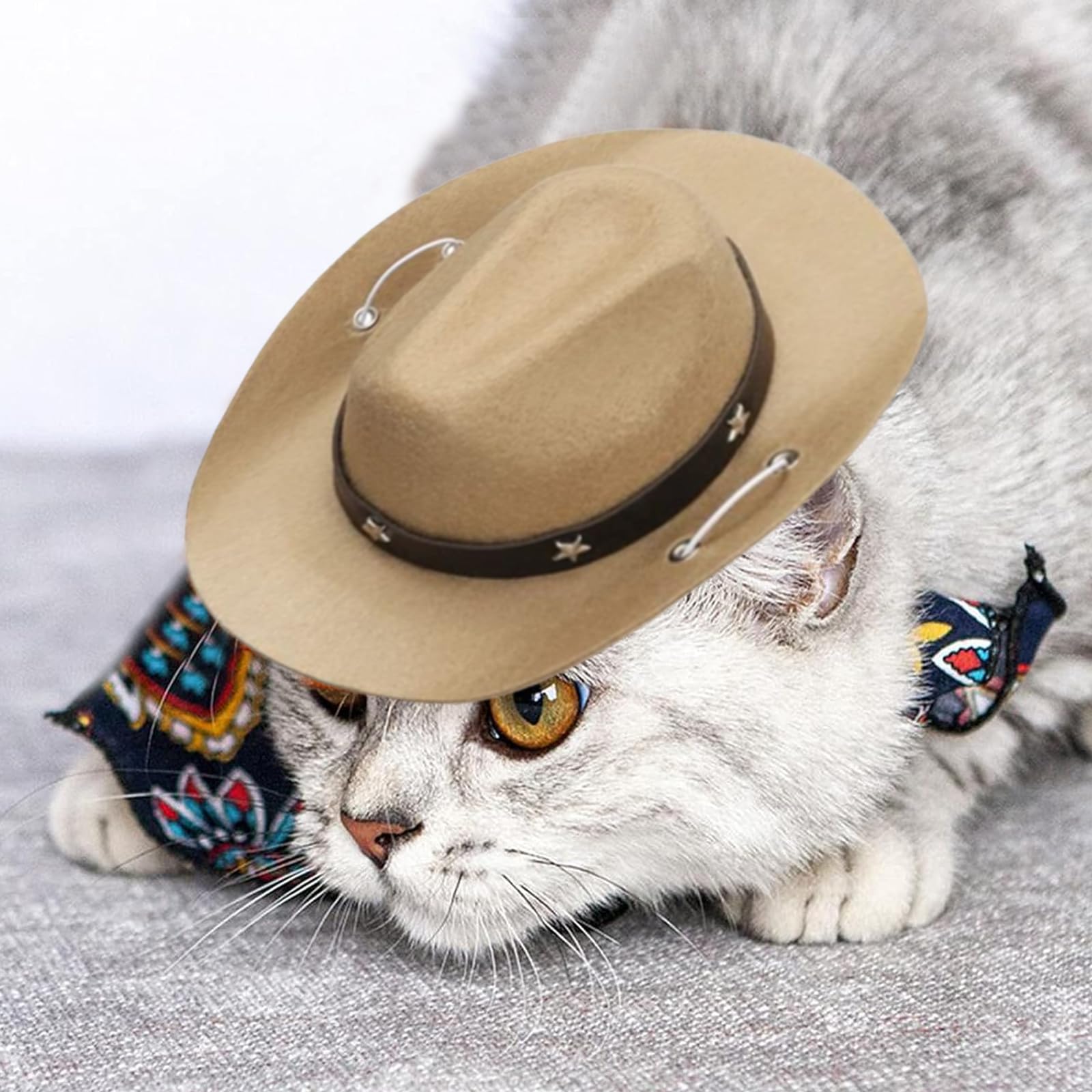 4. Juli Hunde-Outfit Set – Patriotischer Cowboyhut & Bandana Für Kleine Hunde & Katzen (Größe S)