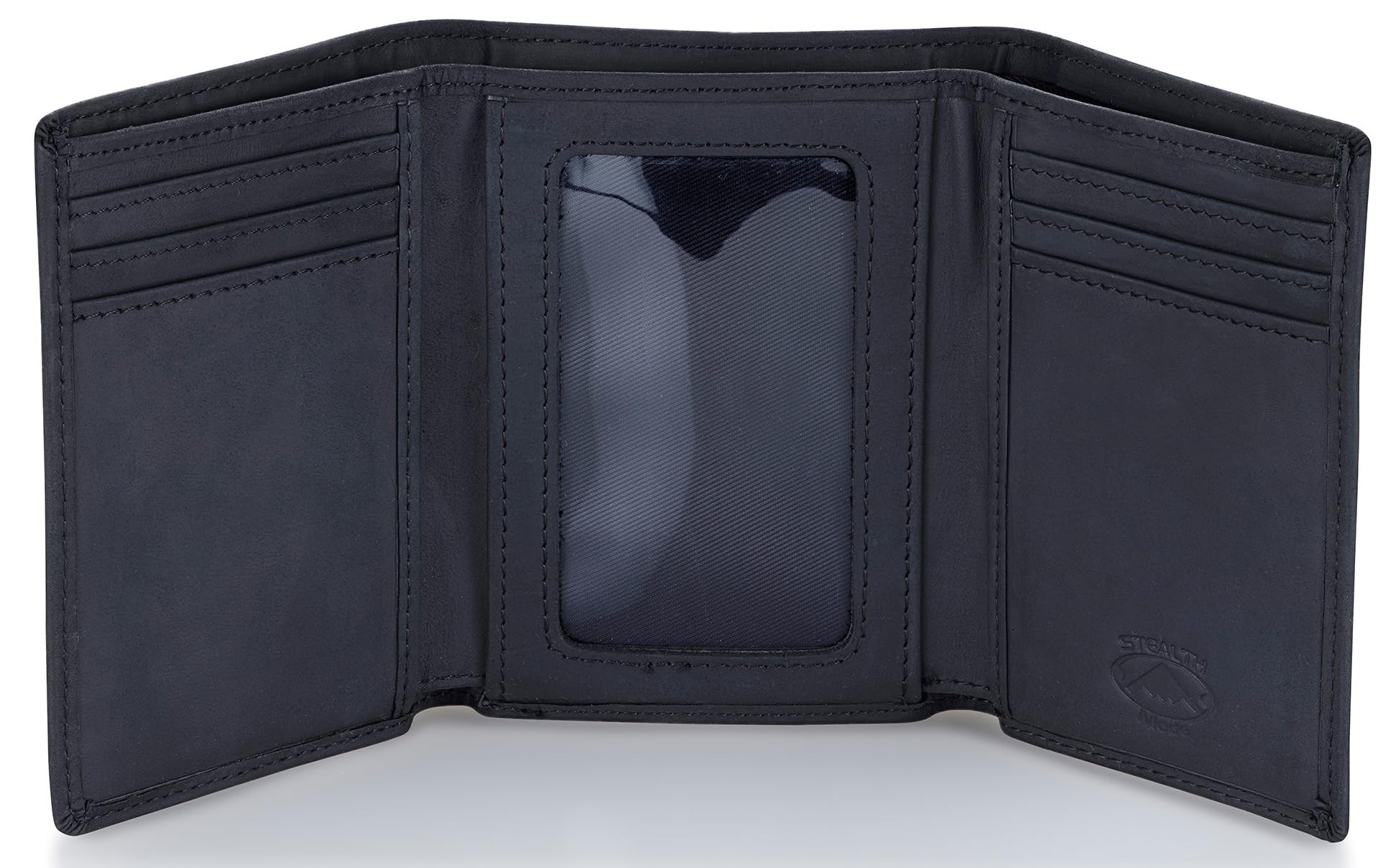 Stealth Mode Trifold Leather Wallet for Men with RFID Blocking & Gift Box