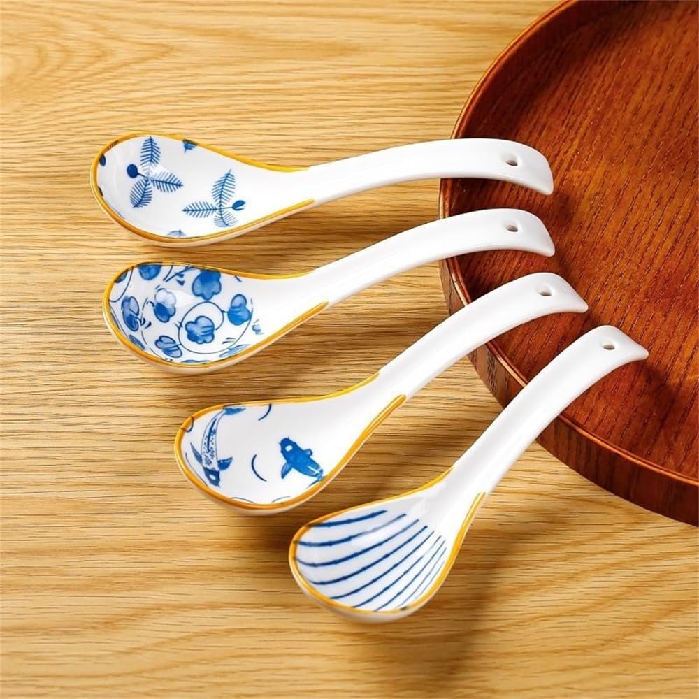 Amazon｜HOHOUNCSY スプーン レンゲ 陶磁器 和風 スープスプーン