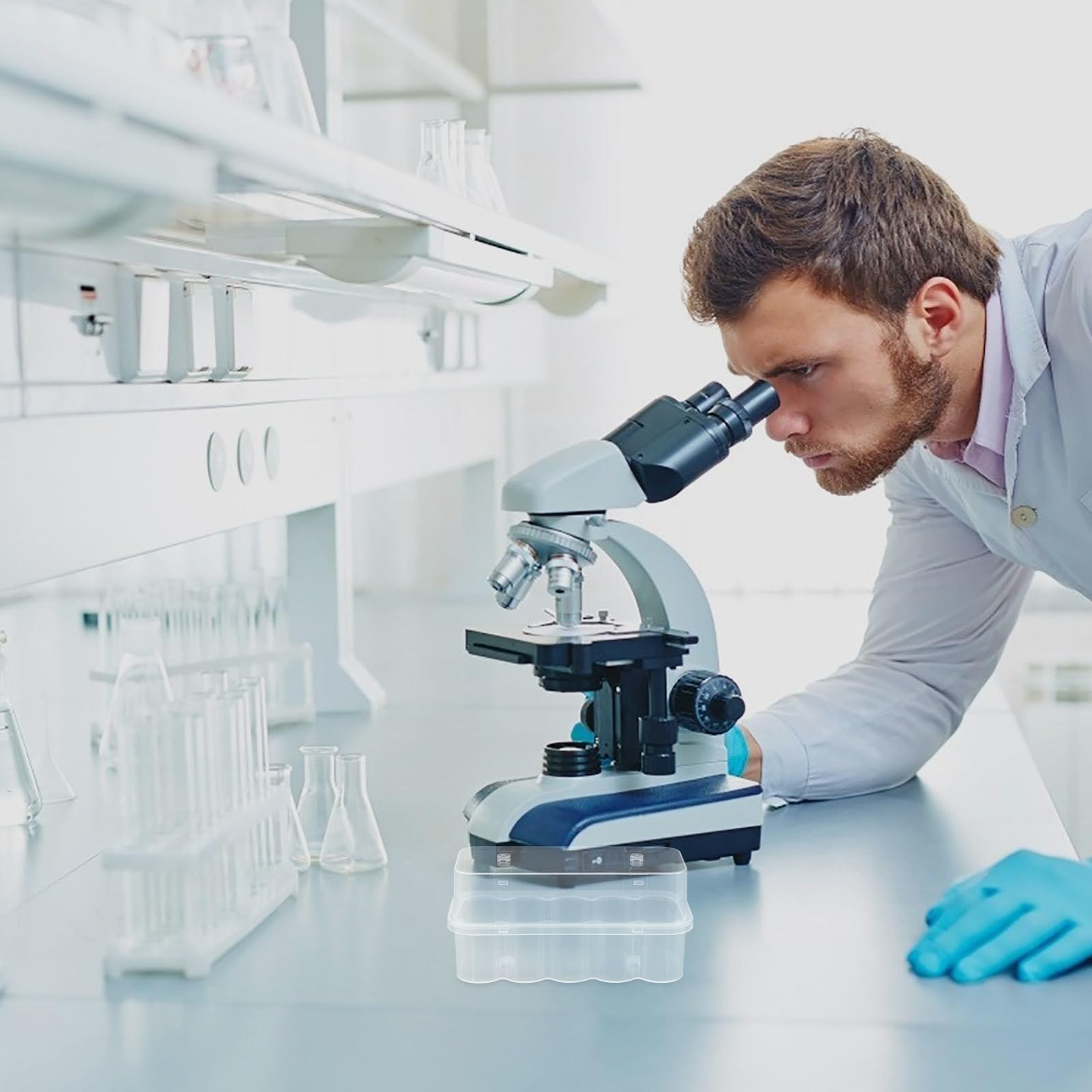TOYANDONA Scatola di Conservazione per Fiale 24 Pezzi Plastica 10 Ml | Griglia Multi-scomparto Standardizzata, per Laboratori e Ambienti Medici, Gestione Ordinata dei Campioni
