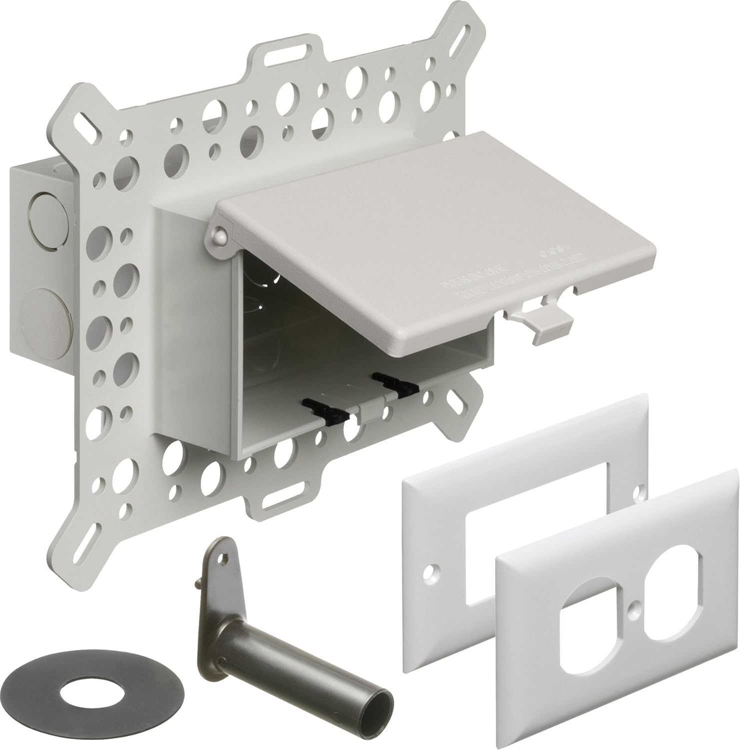 Arlington DBHM1W Textured UV Rated Plastic 1-Gang Recessed Non-Metallic Low Profile Box 9.058 Inch x 7.012 Inch x 5.16 Inch 22 Cubic-Inch In-Box