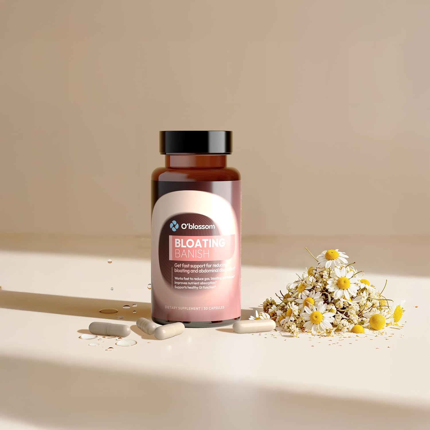 O'blossom Bloating Banish with Benegut - Gut Health for Women, Patented Probiotics for Digestive Health, Clinically Studied Relief in 90 Minutes, Supports Gut Lining Integrity