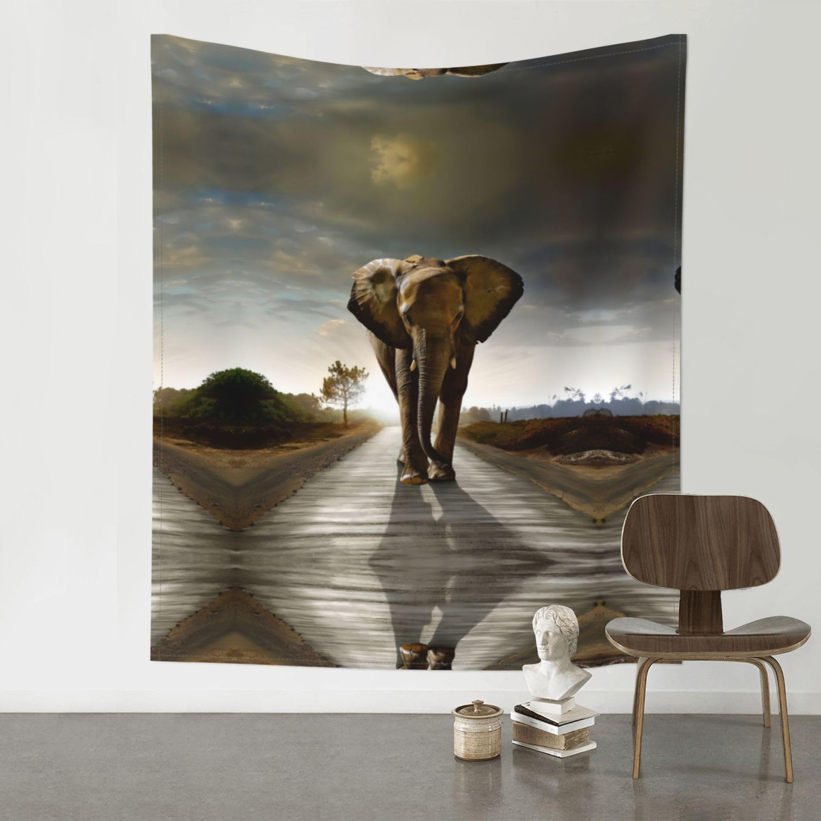 YYHWHJDE Elephant Prints 60x51in Wall Tapestry – Dreamy Bohemian Throw Blanket for Bedroom, Dorm Room & Aesthetic Living Space Decor