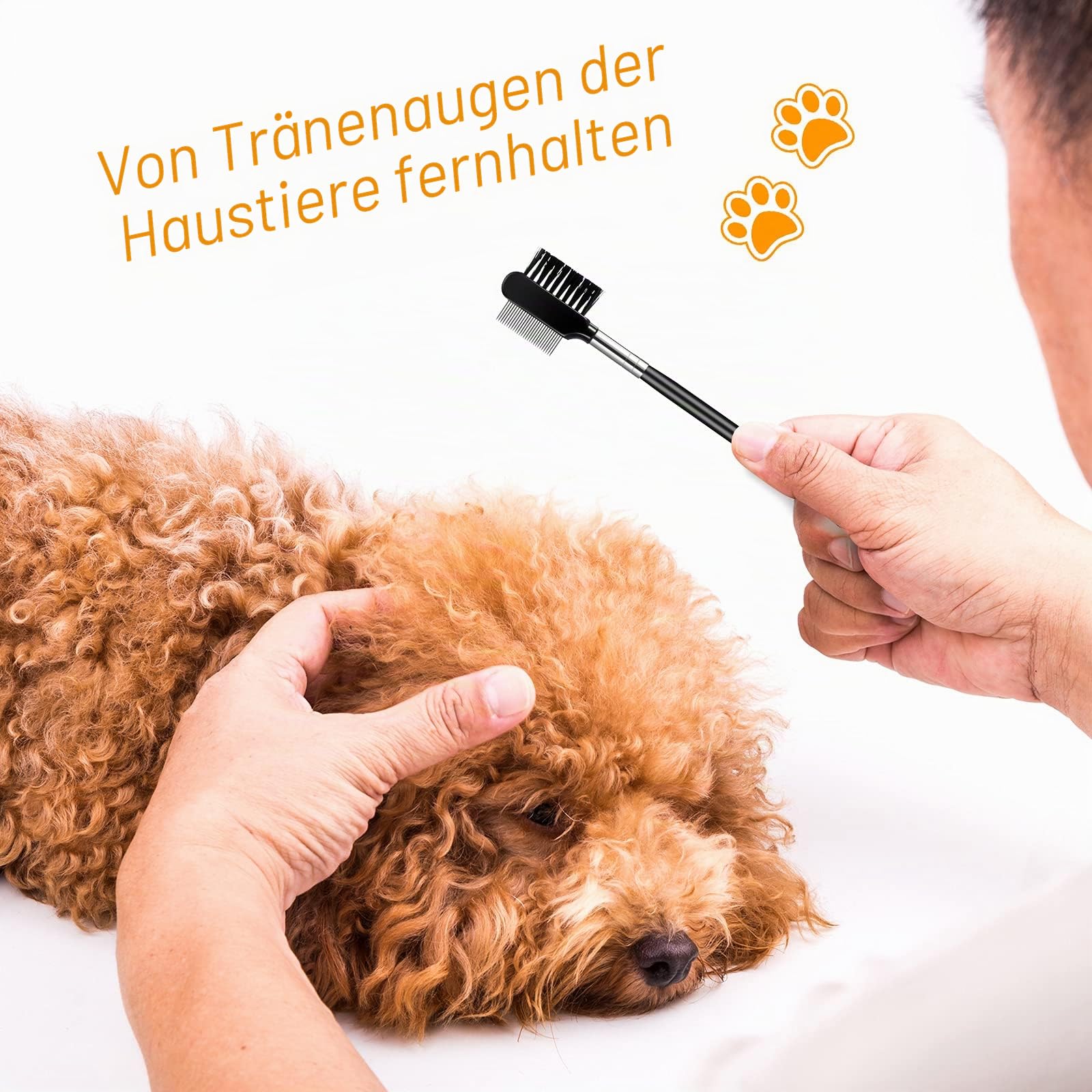 2 Stücke Tränenfleck Entfernung Kamm Hunde Augen Pflegekamm Doppelseitiger Hunde Augen Kamm zum Entfernen von Krusten und Schleim