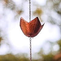 Vista 5 de Trademark Innovations Cadena de lluvia de flores de color cobre para canaletas y bajantes