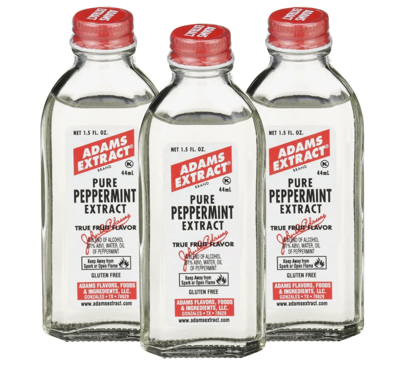 Adams Extract Flavoring 1.5oz Bottles (Pack of 3) Choose Flavor Below (Pure Peppermint Extract)