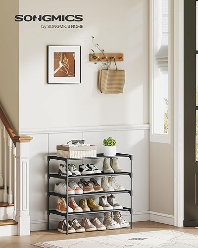 Miniatura 2 de SONGMICS Zapatero, organizador de almacenamiento de zapatos de 4 niveles, ahorro de espacio, 11.6 x 24.5 x 27.7 pulgadas, entrada, marco de metal,