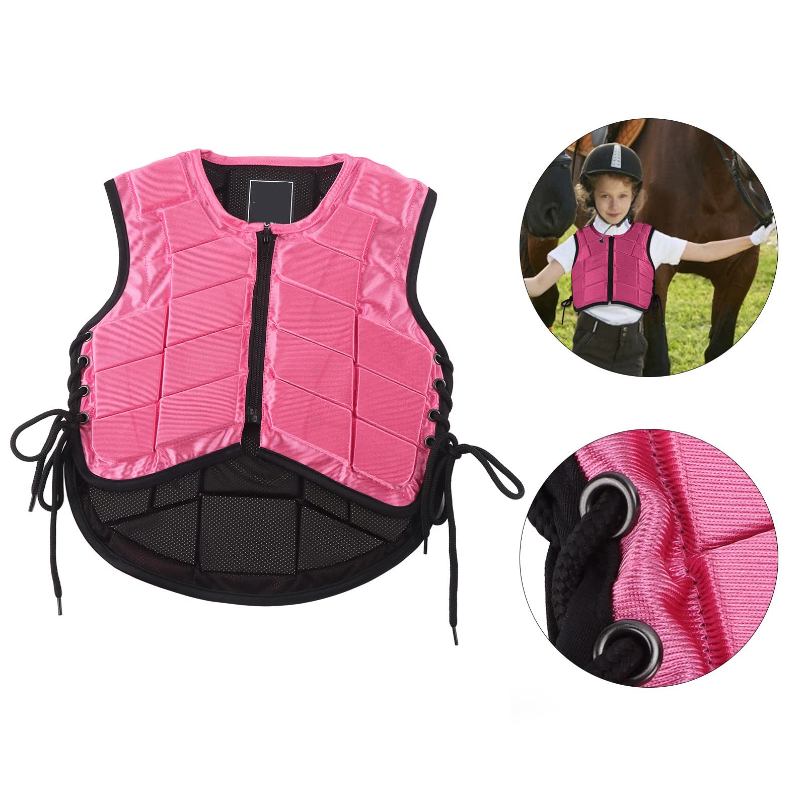 DEWIN Gilet da Equitazione per Bambini, Protezione per Il Corpo con Imbottitura in Schiuma di Sicurezza per Equitazione, Protezione per Il Corpo Rosa(CS)