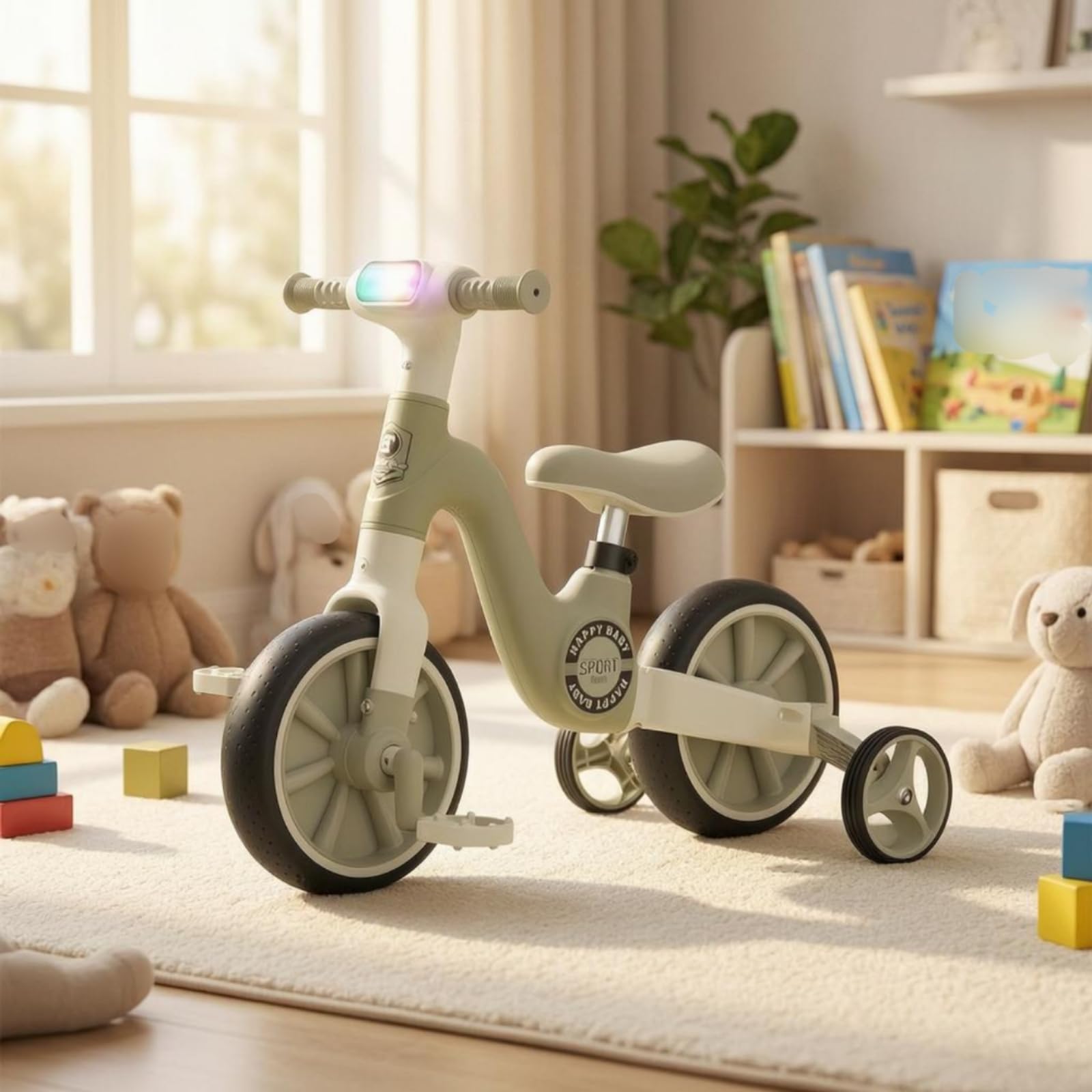harayaa Bicicletta Senza Pedali per Bambini Bici Equilibrio Infantile 2 in 1 Sella Confortevole Impugnature Rigate Ruote di Supporto Struttura Stabile