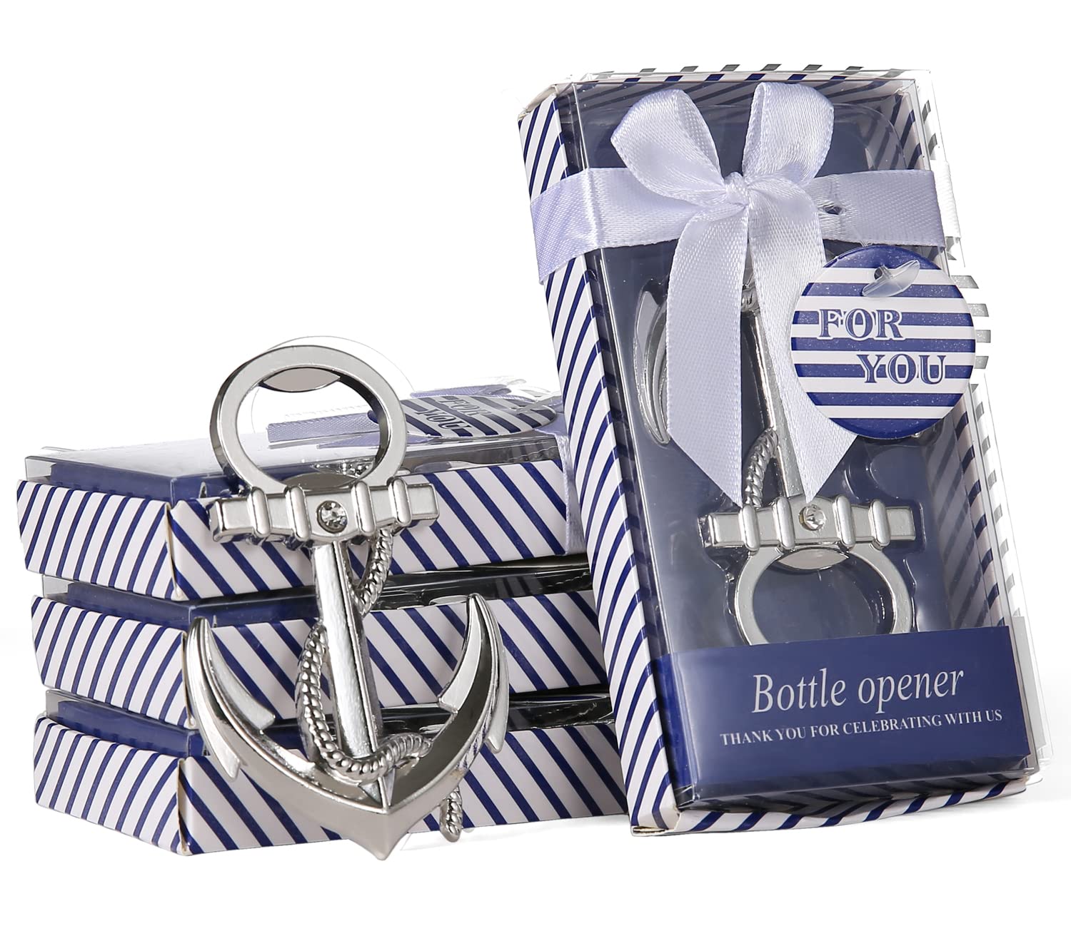 Anchor Bottle Opener Wedding Favor Party Favor for Guests,Nautical Theme Anchor Bottle Openers for Wedding,Baby Shower,Bridal Shower or Birthday Party/Decorations/Gifts/Favors/Souvenirs (18, Silver)