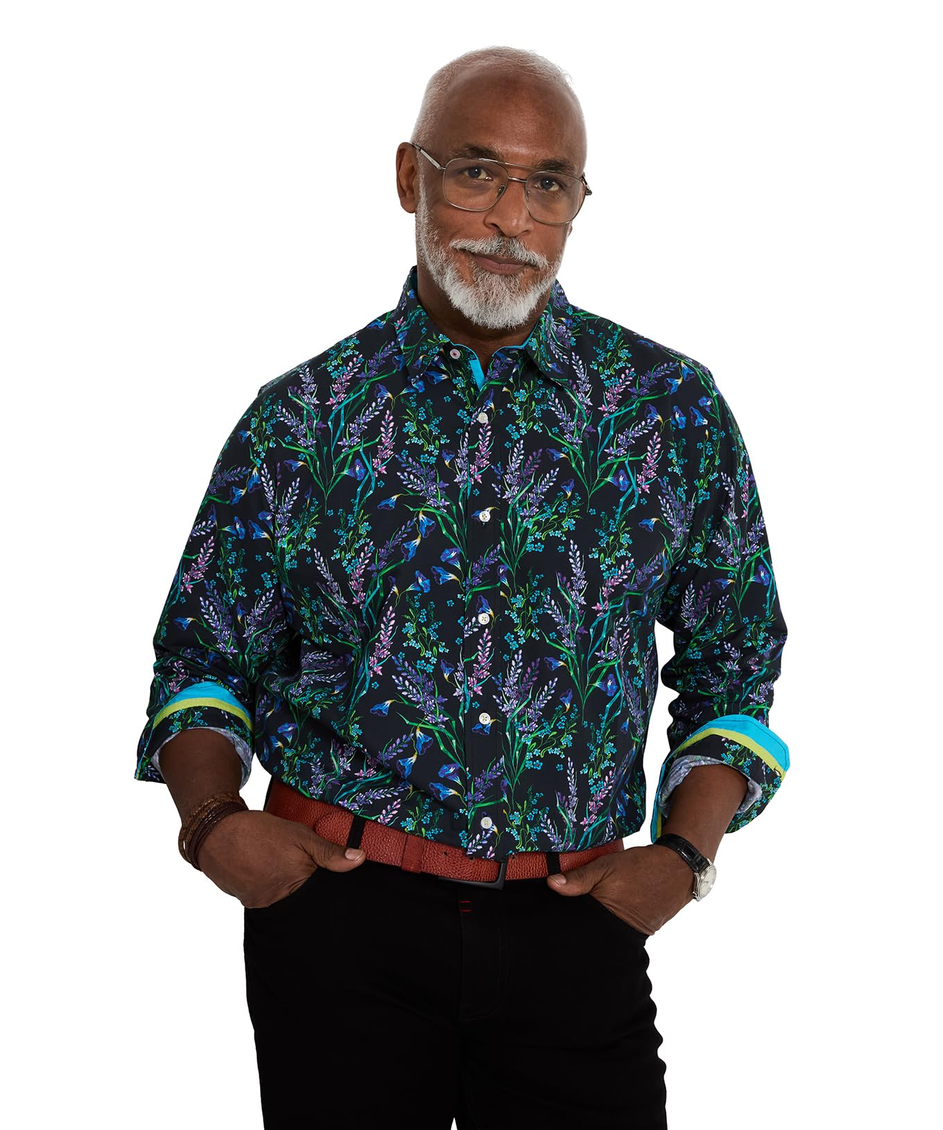 Joe Browns Wonderful Wildflower Long Sleeve Shirt, Black, Size S, Men