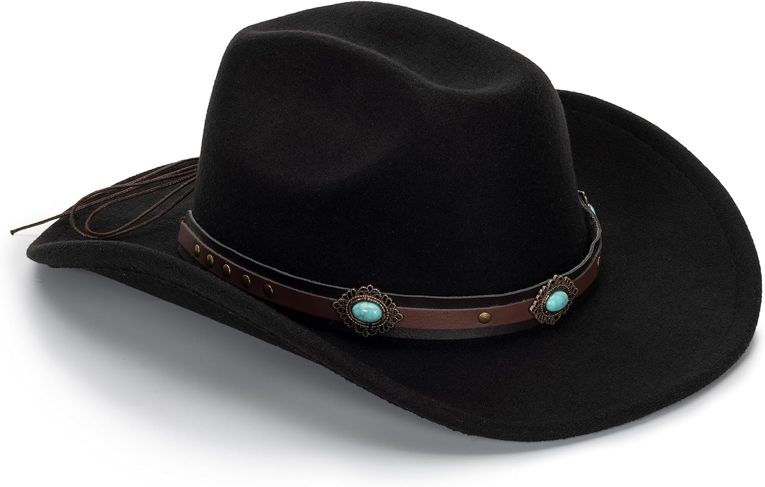 Sombrero de vaquero occidental para hombres y mujeres, sombrero clásico de Fedora con cinturón de hebilla