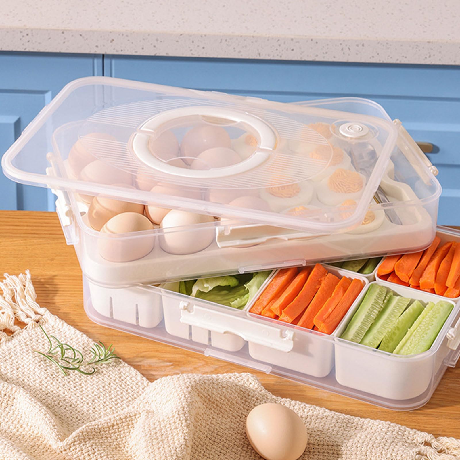PANGBOER Soporte multiusos para huevos de 2/1 niveles con base antideslizante y asa de fácil agarre para un transporte y almacenamiento seguros, caja a prueba de fugas