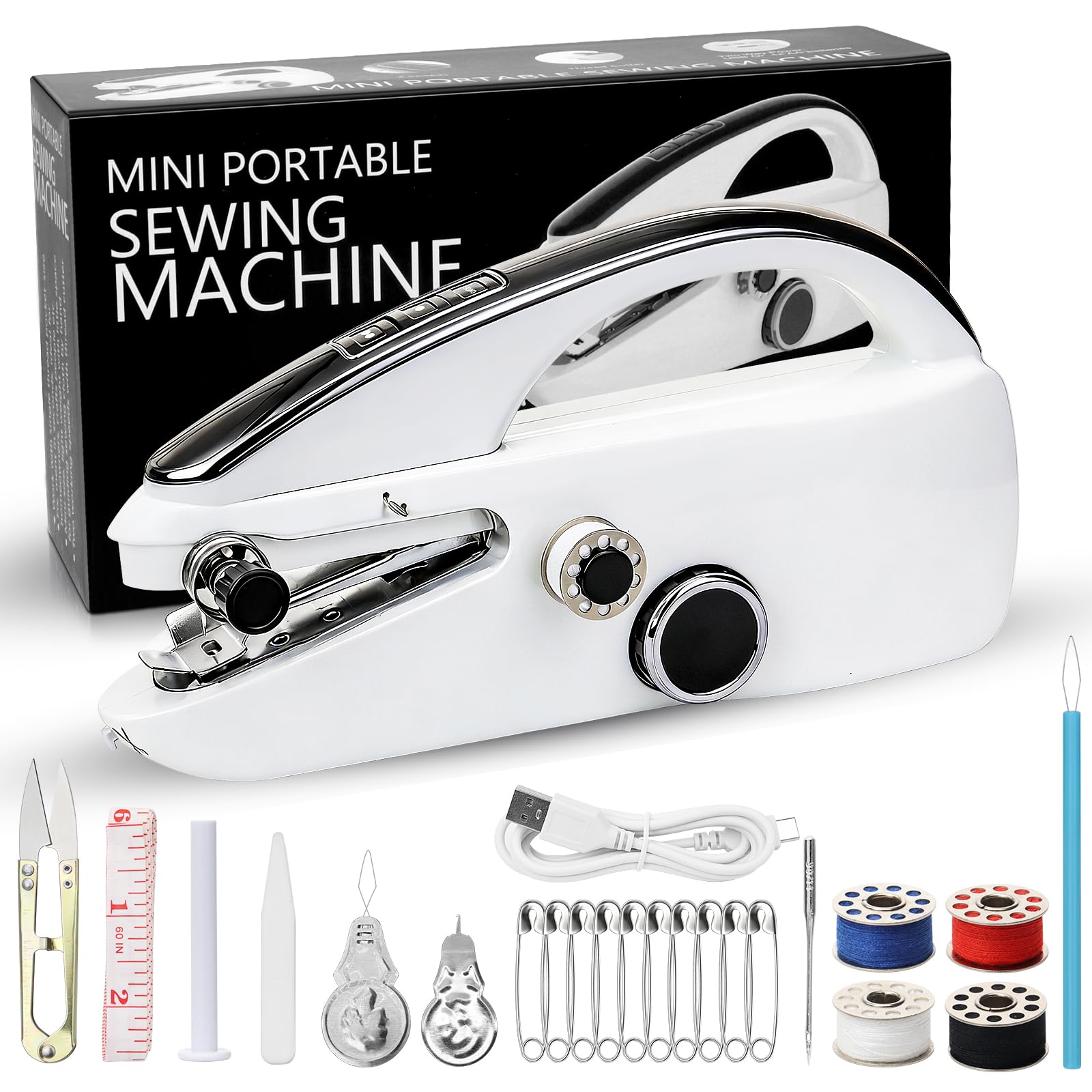 Mini Sewing Machine, Professional Portable & Handheld Sewing Machine for Beginners & Adults, Dual Speed & Dual Power for Clothes, Jeans, DIY Crafts