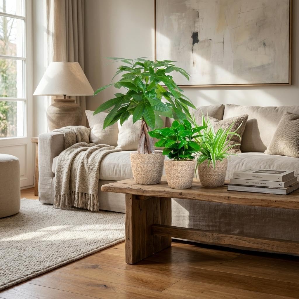 Set Piante da Interno in Alga Marina, Non Tossiche, Beige, 3 Pezzi Ø12