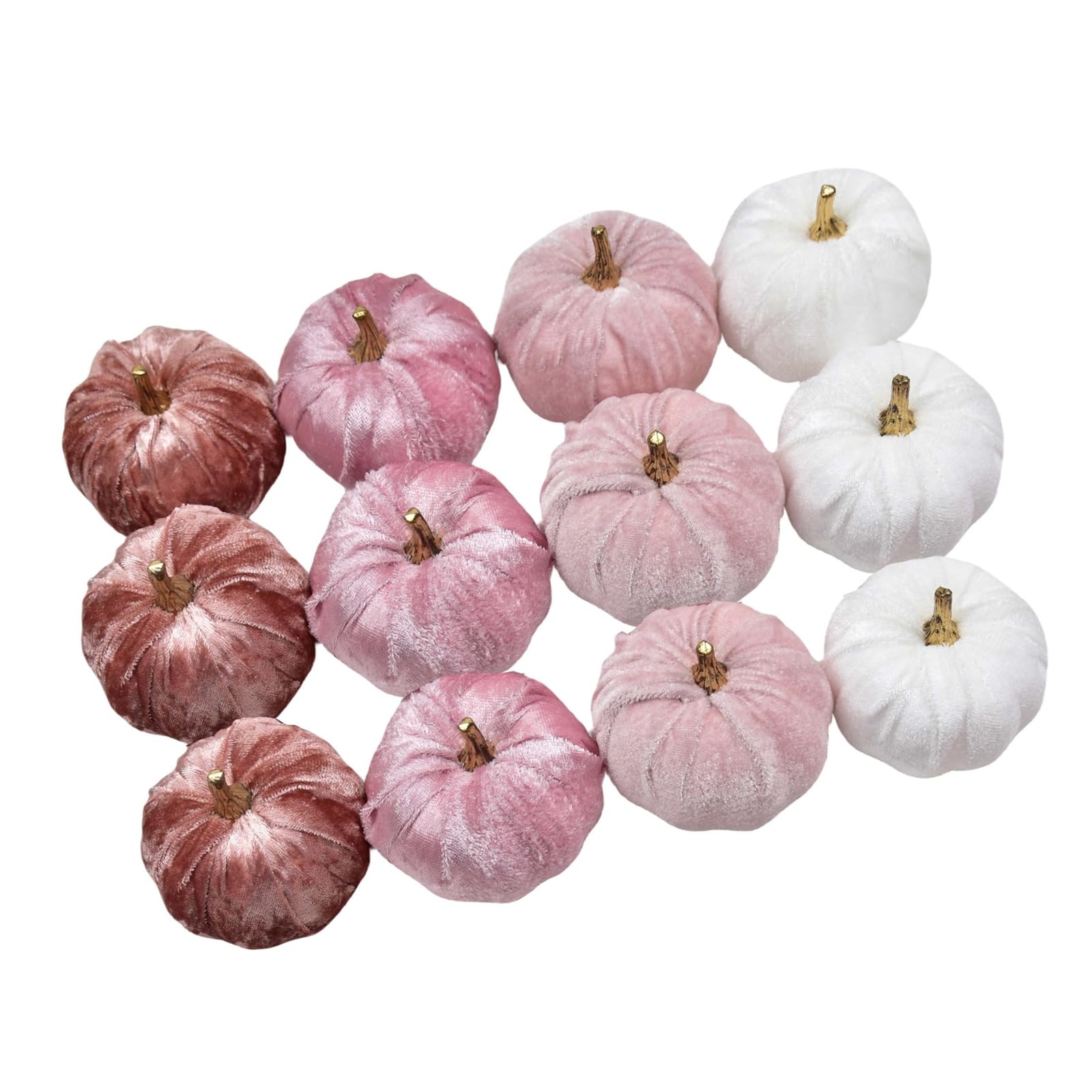 Nucelit 12pcs Velvets Pumpkin Ornament Fall Harvest Decoration Easy to Arrange Colorfasts Design Artificial Vegetables Velvets Pumpkin Set