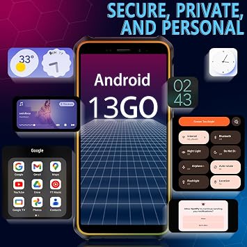 Ulefone Armor X12 Rugged Smartphone Android 13, Max 6GB RAM 32GB/256GB ROM, 13MP Underwater Camera, 3-Card-Slot, 4G Mobile Phone, UK Phone, Black