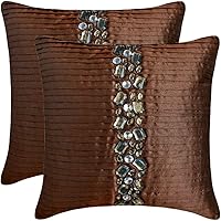 Vista 47 de The HomeCentric Funda de almohada, fundas marrones, fundas de almohada geométricas japonesas ópticas, fundas de almohada de 24 x 24 pulgadas, fundas