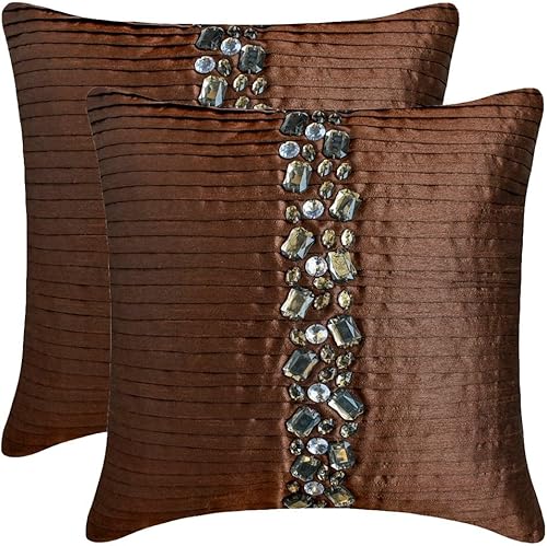Miniatura 47 de The HomeCentric Funda de almohada, fundas marrones, fundas de almohada geométricas japonesas ópticas, fundas de almohada de 24 x 24 pulgadas, fundas