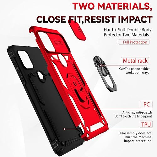 Miniatura 5 de AYMECL Funda para Moto G Stylus 5G (2021) con cubierta deslizante para cámara y 2 paquetes a prueba de explosiones, soporte de anillo giratorio de