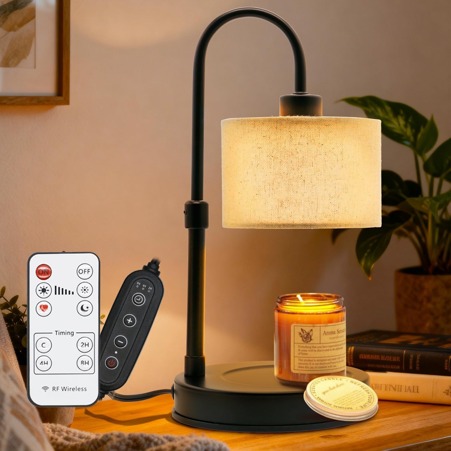 Candle Warmer Lamp with Remote Control Timer Dimmable Wax Candle Lamp Height Adjustable - Vintage Electric Candle Warmer