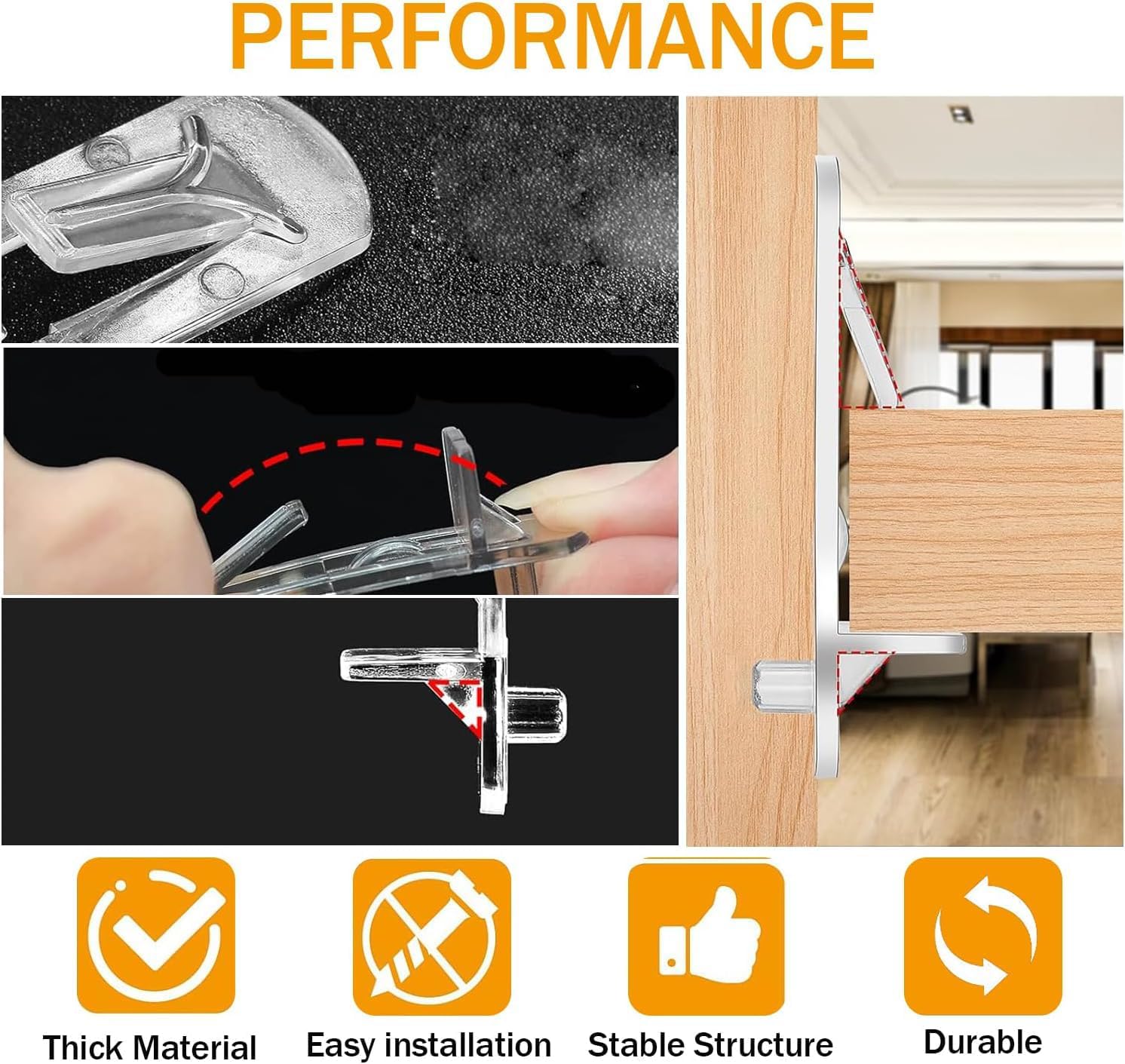 30pcs Plastic Locking Shelf Pins, Self Locking Shelf Support Pegs, Clear Self-Locking Shelf Support Pegs, Self-Locking Bracket Clips for 5/8mm Pin Hole 3/4” Thick Shelves