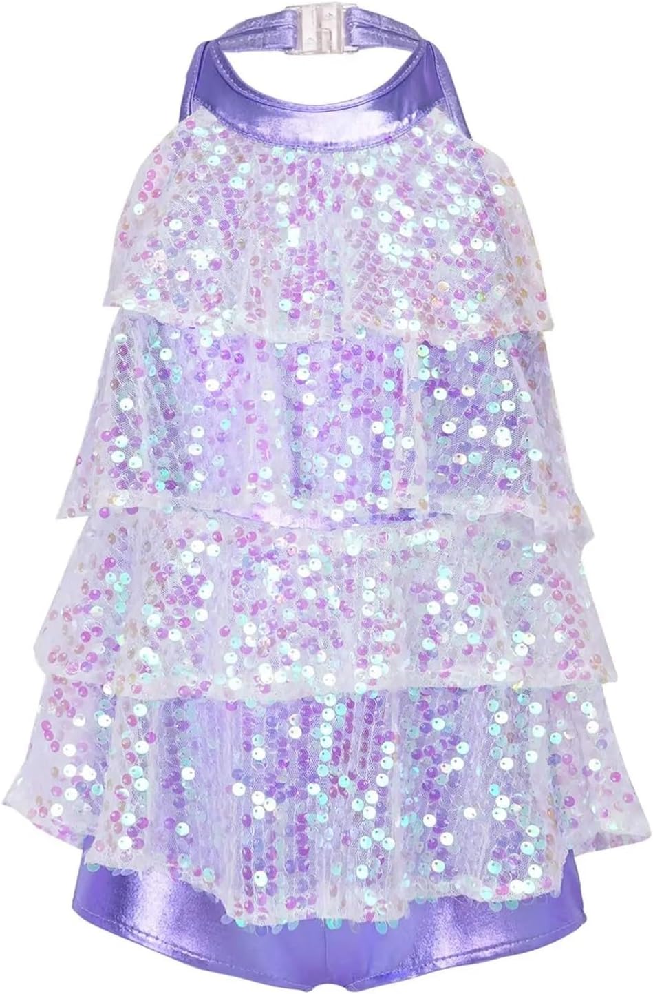 Leotards Girls Ballet Jazz Latin Dance Costume Halter Sequins Unitard Dress Stage Performance Clothing Dancewear
