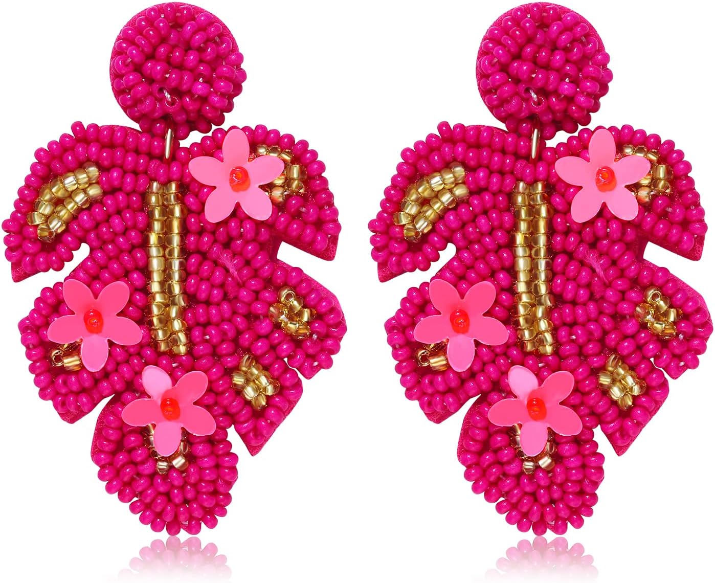 JERTOCLEBead Dangle Earrings for Women Beaded Earrings Bohemia Handmade Colorful Bead Drop Earrings Bead Leaf Earrings Flower Earrings for Women Girls