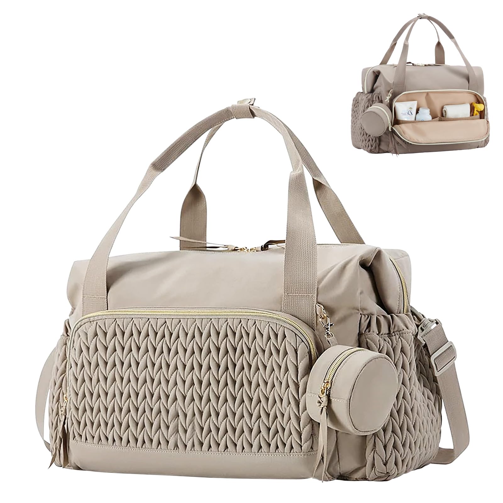 Multifunktionale Wickeltasche Groß, Mommy Bag Schultertasche mit Schnulleretui, Wasserdichte Baby Wickeltasche für Reisen Strand Alltag