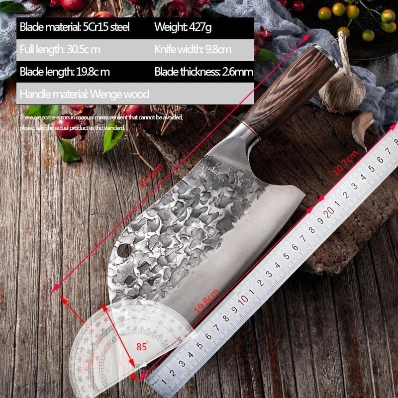 Meat Cleaver Knife, 8 Inch Handmade Forged Kitchen Butcher Knife Meat Chopping Cleaver Serbian Chef Cooking Knives 5CR15 Stainless Steel Knives Tools