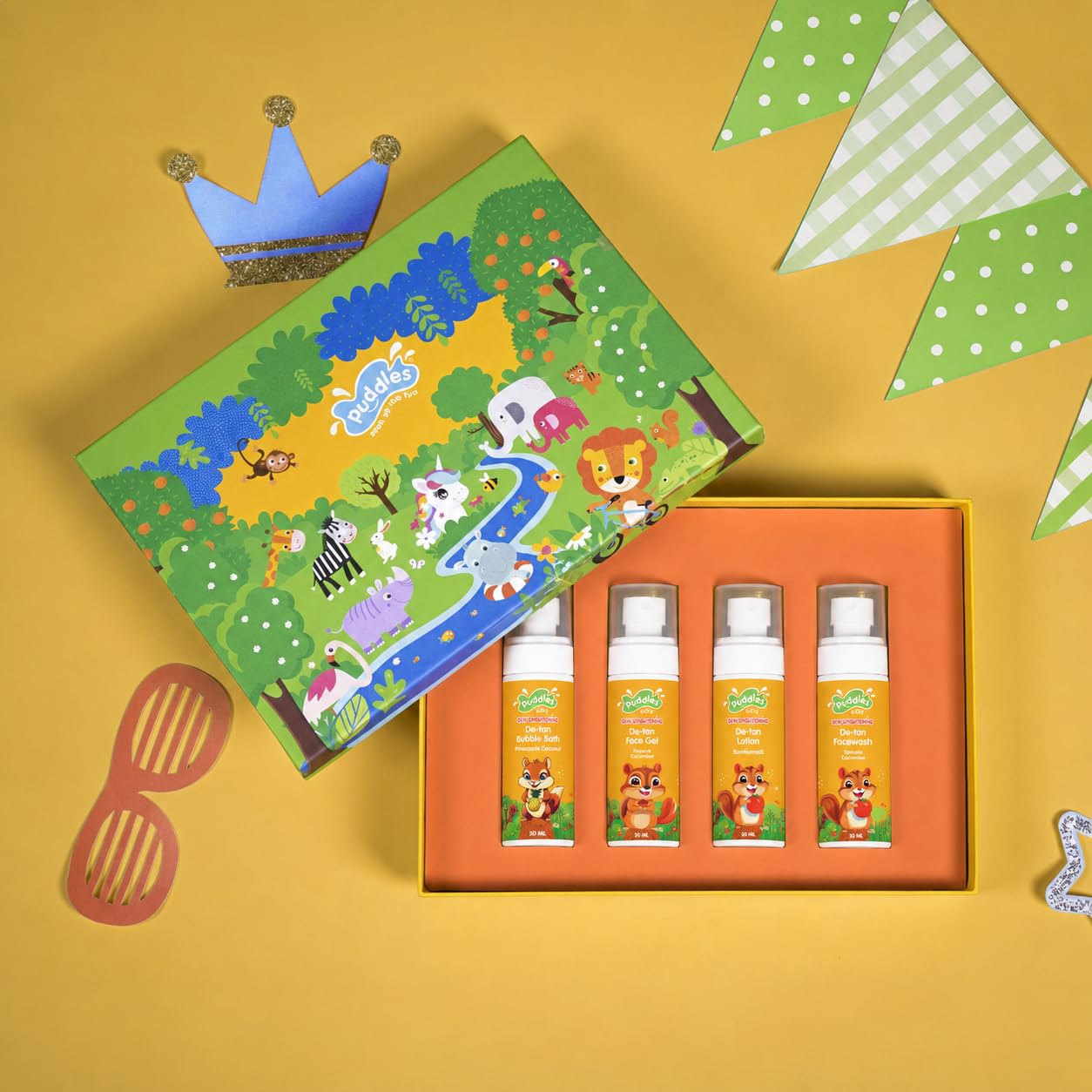 Puddles De-Tan Sunshine Care Gift Box | Kids Detan Facewash, Detan Face Gel, Detan Bubble Bath & Detan Lotion | Gentle Cleansing, Brightening & Sun Protection-image-5