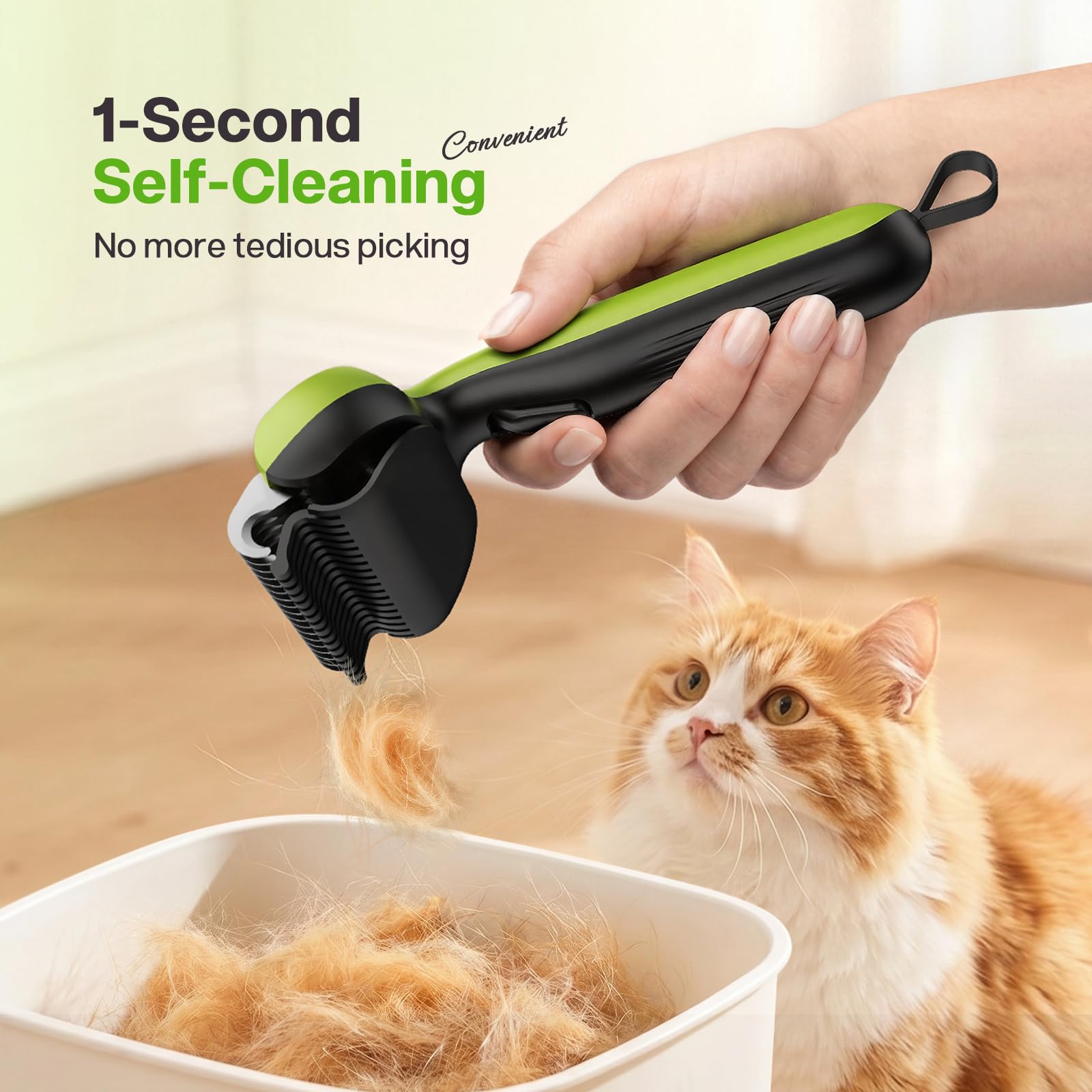 pecute Spazzola per Cani Gatti Pelo Lungo, Pettine Professionale con Pettine in Acciaio Inossidabile, Togliere Pelo Morto e Nodi, Sottopelo Cardatore per Cane Pelo Lungo Gatti(Verde)