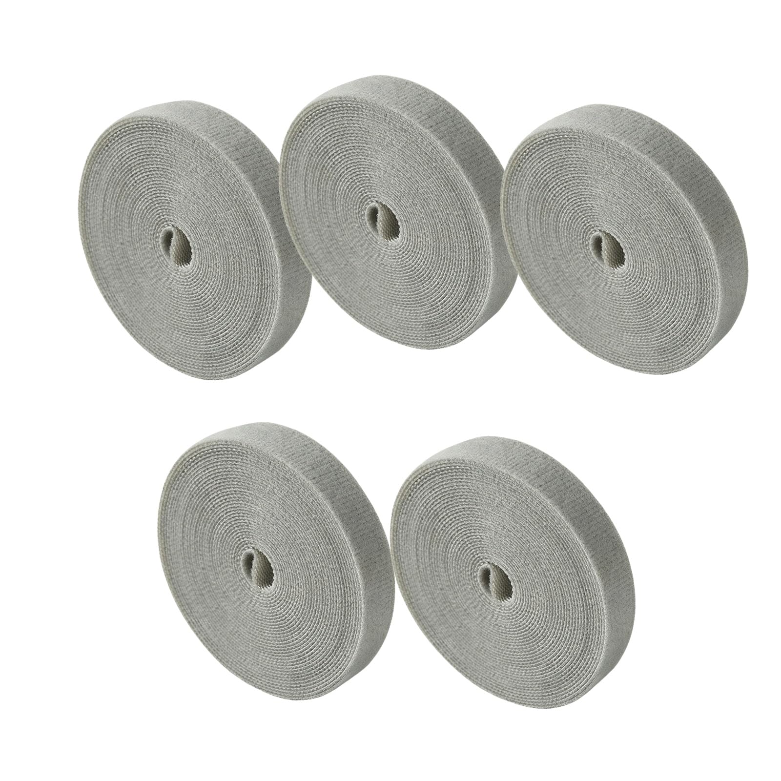 Cravatte da giardino riutilizzabili con gancio e anello, 5 pezzi, regolabili, grigie, delicate sulle piante, uso interno ed esterno (larghezza 14,5 mm x lunghezza 50 m)