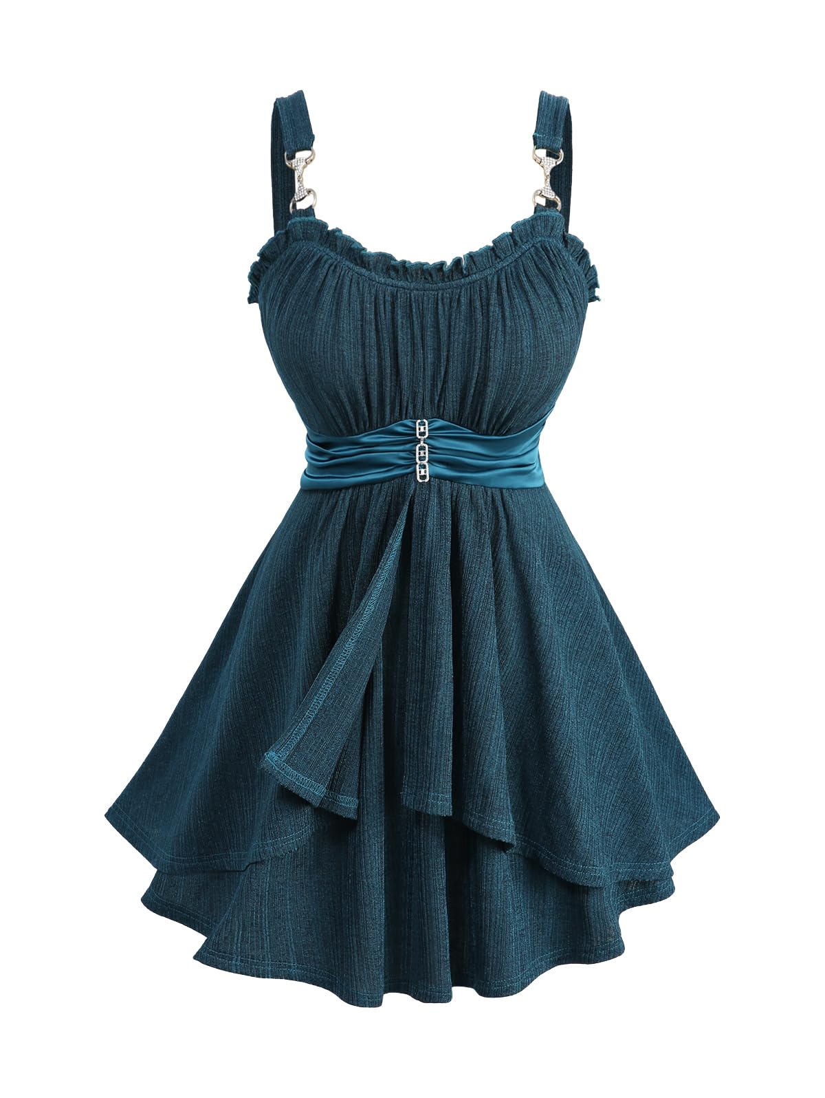 ROSE GAL Women Plus Size Elegant Summer Babydoll Tank Top Ruffles Knot Backless Flowy Plisse Top