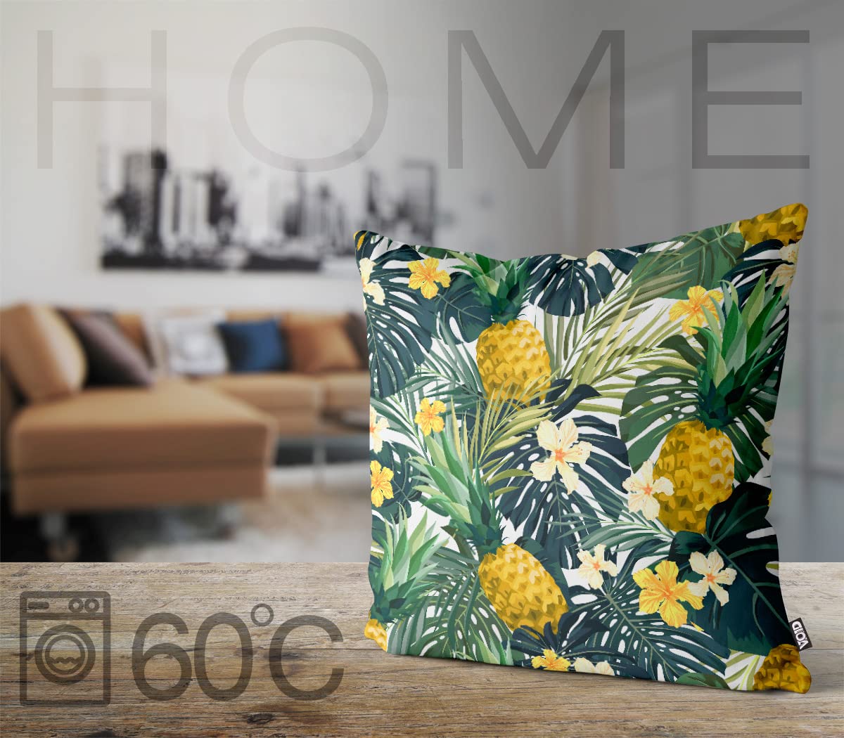 VOID Ananas Blüten Kissenbezug Kissenhülle Sofakissen Kissen Deko Ostern Outdoor-Kissen Dekokissen, Kissen Größe:60 x 60 cm
