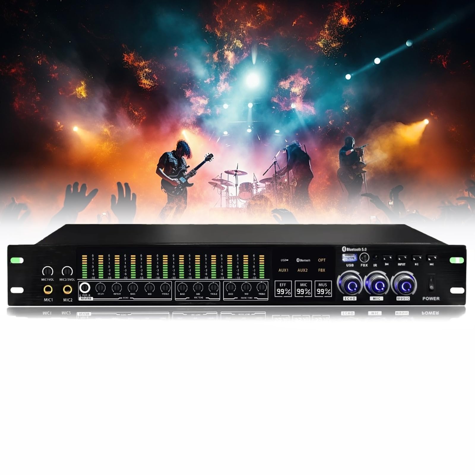 Anti-howling processeur audio suppresseur de rétroaction KTV Bluetooth