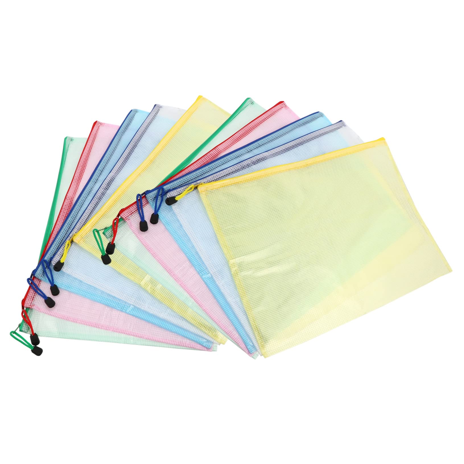 Mipcase 10Pezzi Sacchetti File con Cerniera Traslucido Organizzatori Documenti per Ufficio e Scuola per Viaggi e Classificazione Documenti