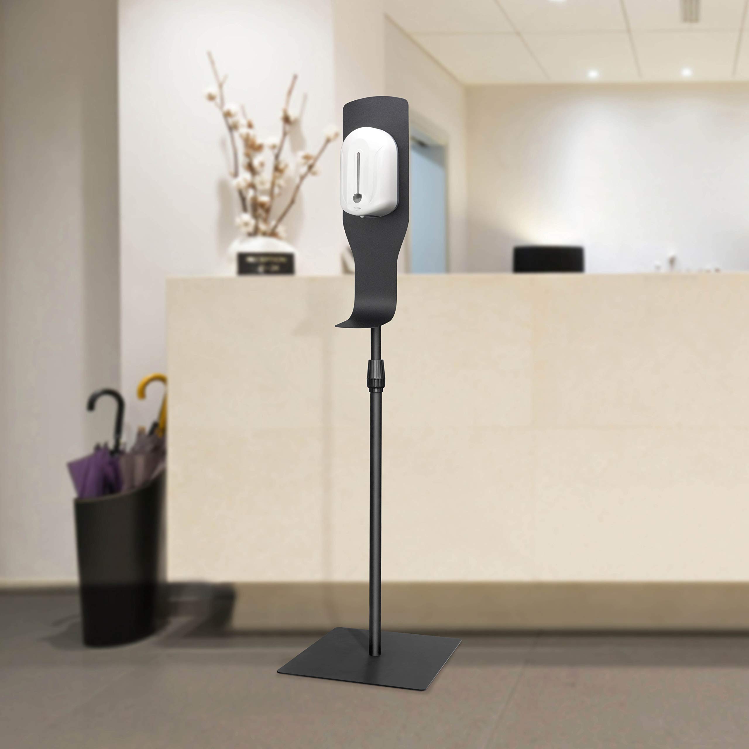 New Star Foodservice 1028928 Soporte de suelo independiente para dispensador de desinfectante de manos, negro, cuadrado