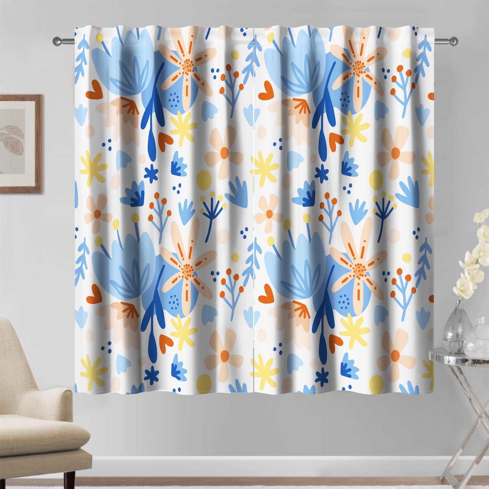 Kzzfqxb 2 Panels 117x138cm Rod Pocket Floral Curtains - Image 3