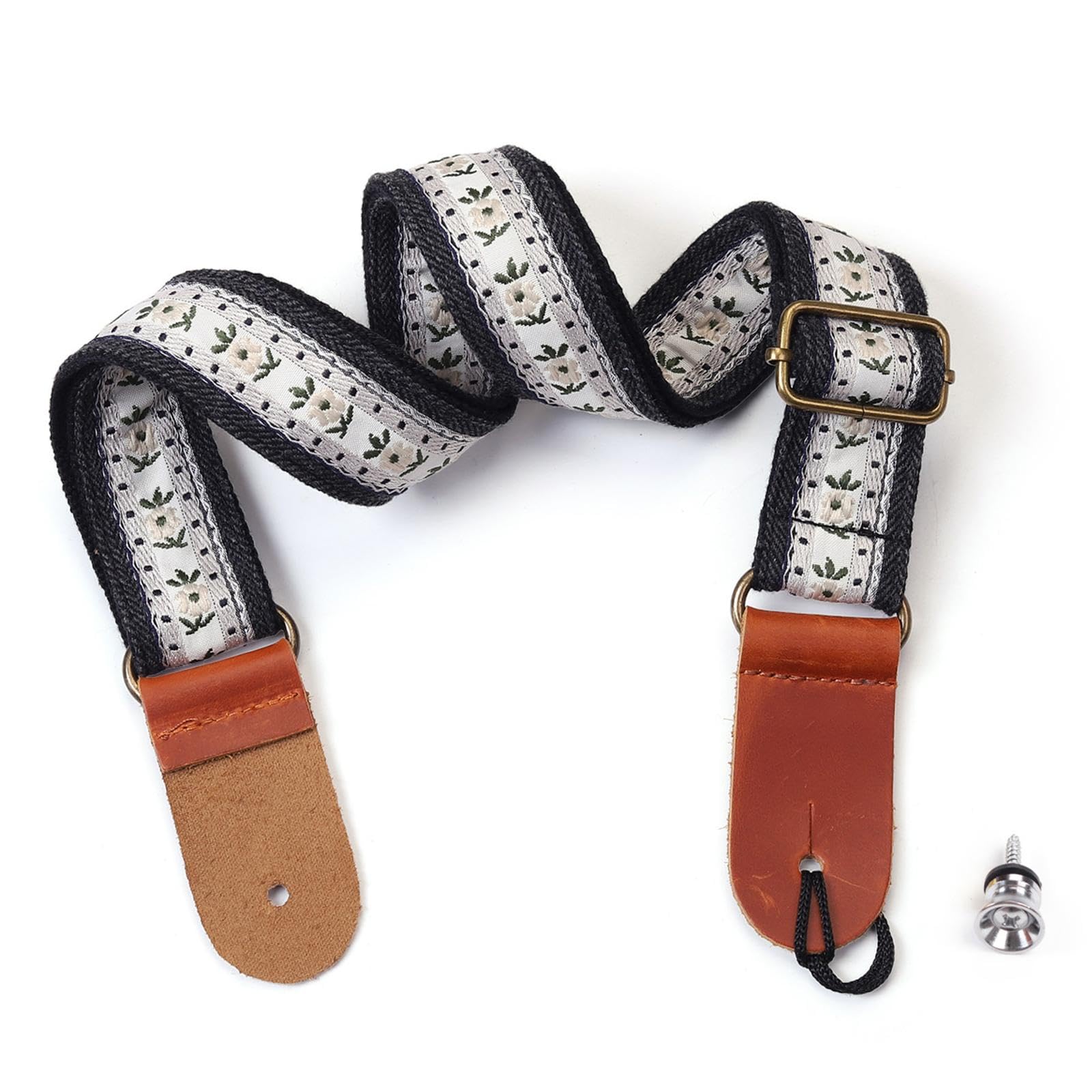 Qianly Ukulele Gurt Dekorativer Schultergurt für Viersaitige Ukulelen mit Aus Strapazierfähigem Polyester PU Als Gitarrenzubehör für Musikliebha, Style A